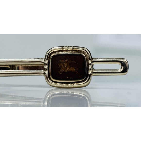 Burberrys Vintage Gold Tone Tie Clip Equestrian Knight Logo - Picture 3 of 13